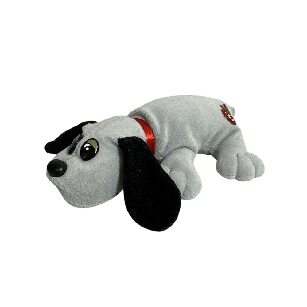 Vintage 1986 Tonka Pound Puppies 7” Plush Gray Black Ears No Spots Red Collar